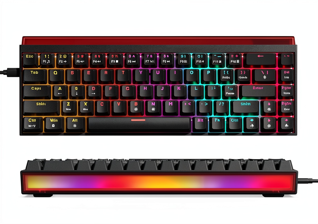Womier WK68 Pro keyboard with RGB light box on a desk