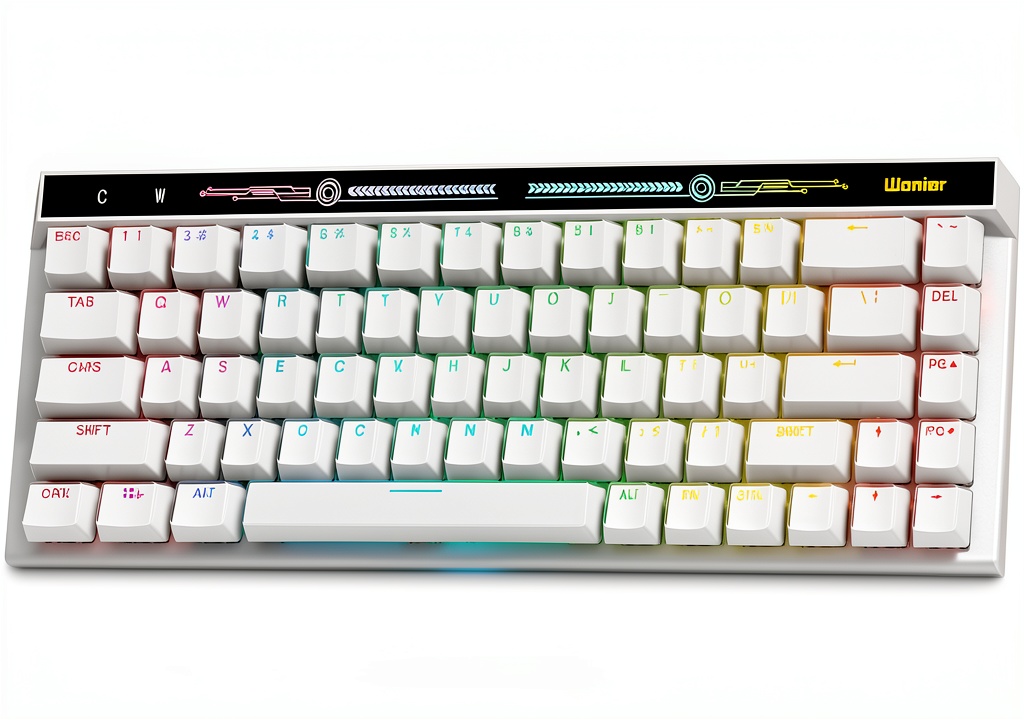 Womier VK68 mechanical keyboard on a desk with backlighting