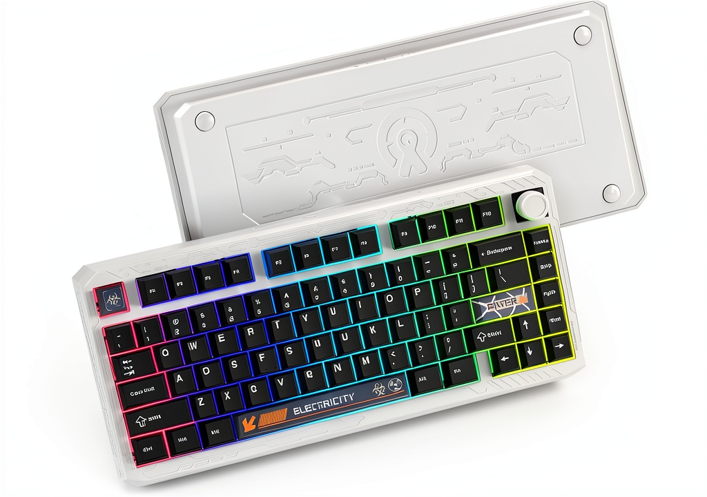Installing Womier ERA75 75% Wireless Mechanical Gaming Keyboard on a wooden desk