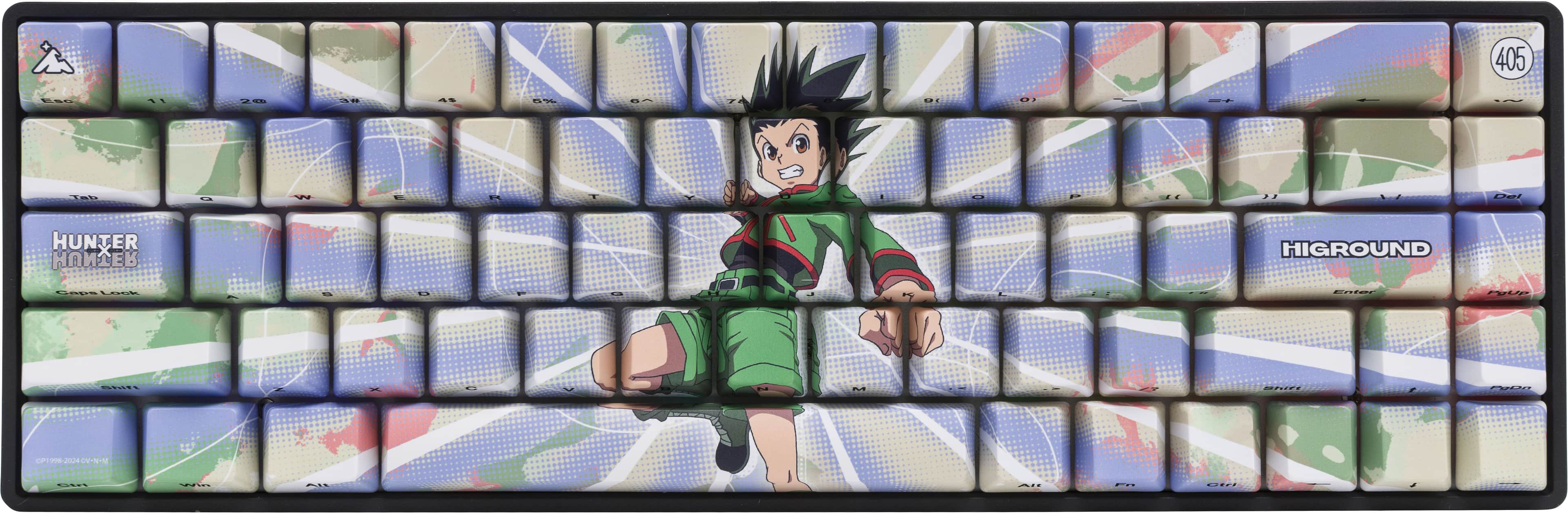 Higround Hunter x Hunter Basecamp 65+ keyboard on a gaming desk with RGB lighting