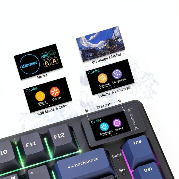 Womier S K80 75 Mechanical Keyboard RGB Multimedia Screen-1