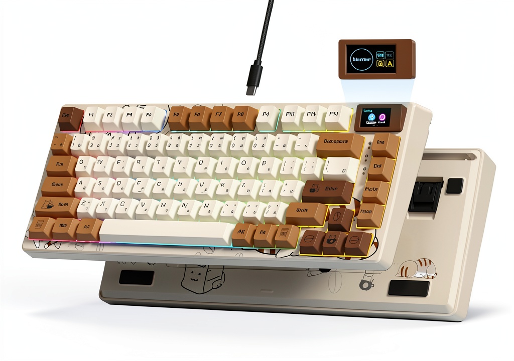 Womier S K80 keyboard with color display on a gaming desk