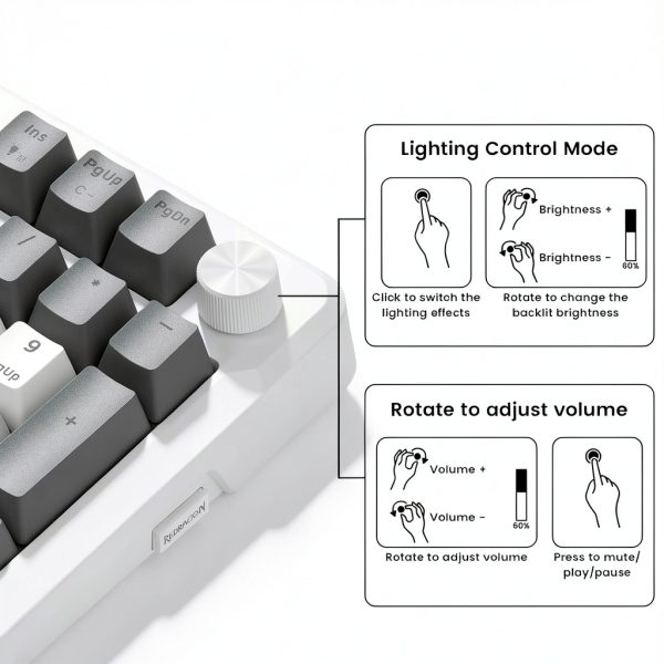 Redragon K742 Wireless Mechanical Keyboard with Knob Gaming-4