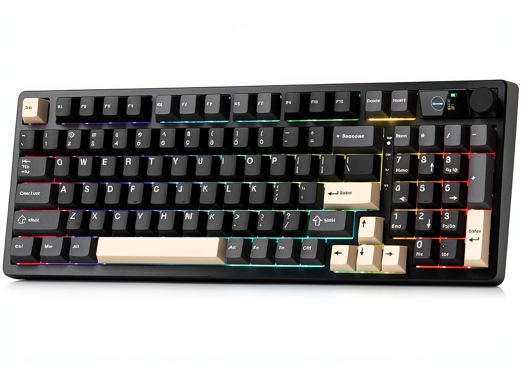 Womier M98 keyboard with RGB lighting on a desk