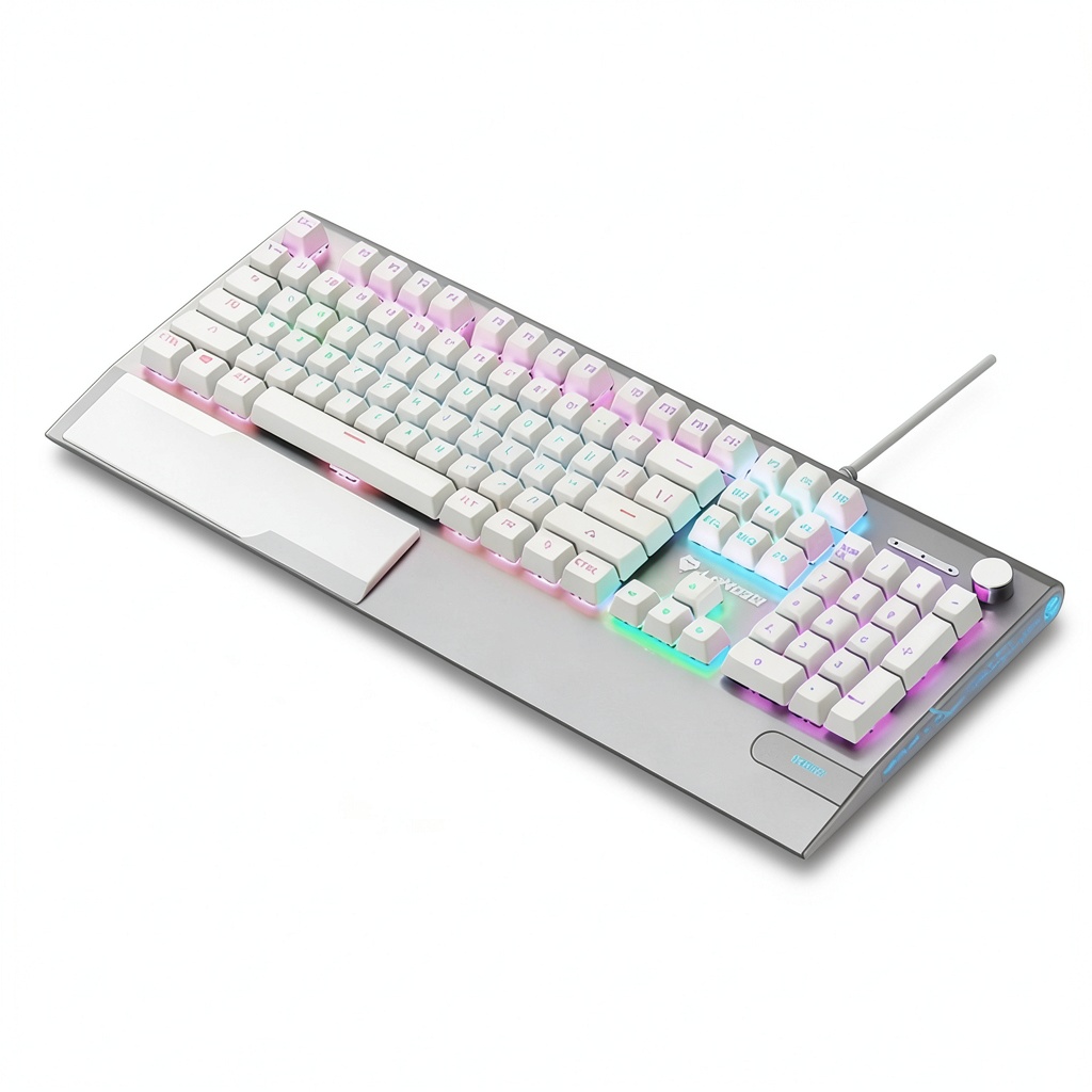 Topteng K1000 keyboard with RGB lighting on a desk setup