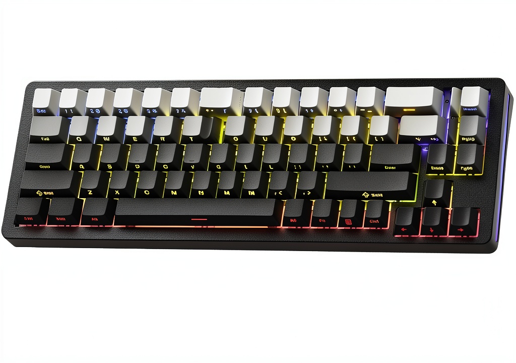 Womier SK71 keyboard on a desk with RGB lighting