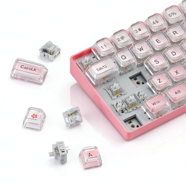 Womier WK68 Creamy Mechanical Gaming Keyboard Pink-2