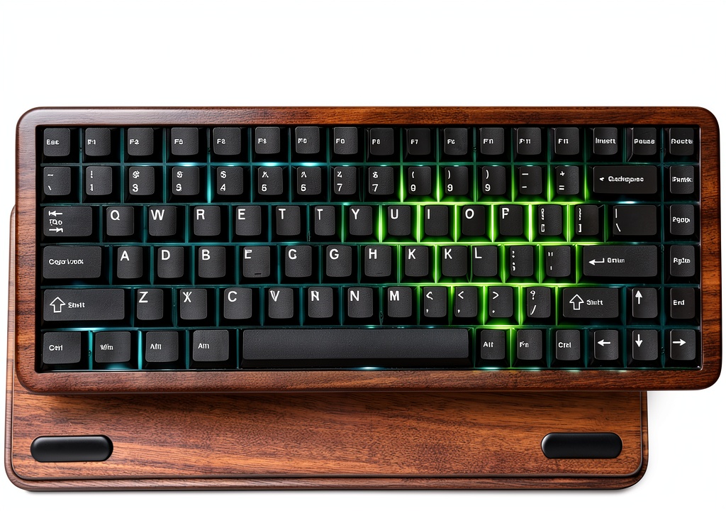 Installing Womier WD75 V2 Wood Mechanical Keyboard Wireless Gaming on a wooden desk