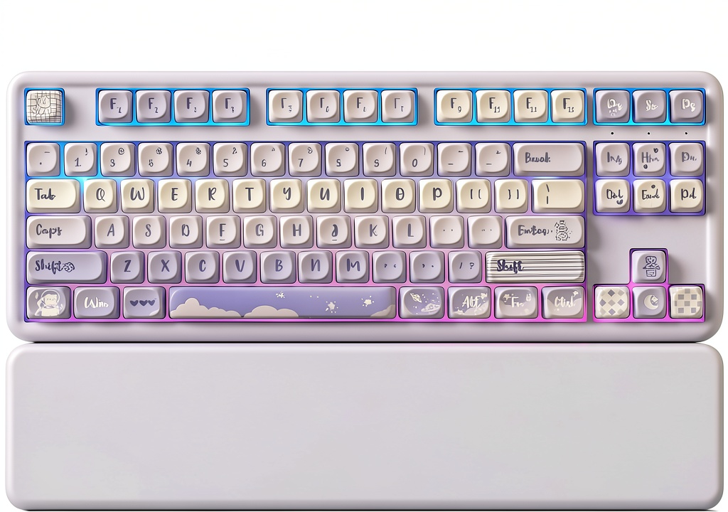 Wikistore B87 keyboard on a desk with RGB lighting