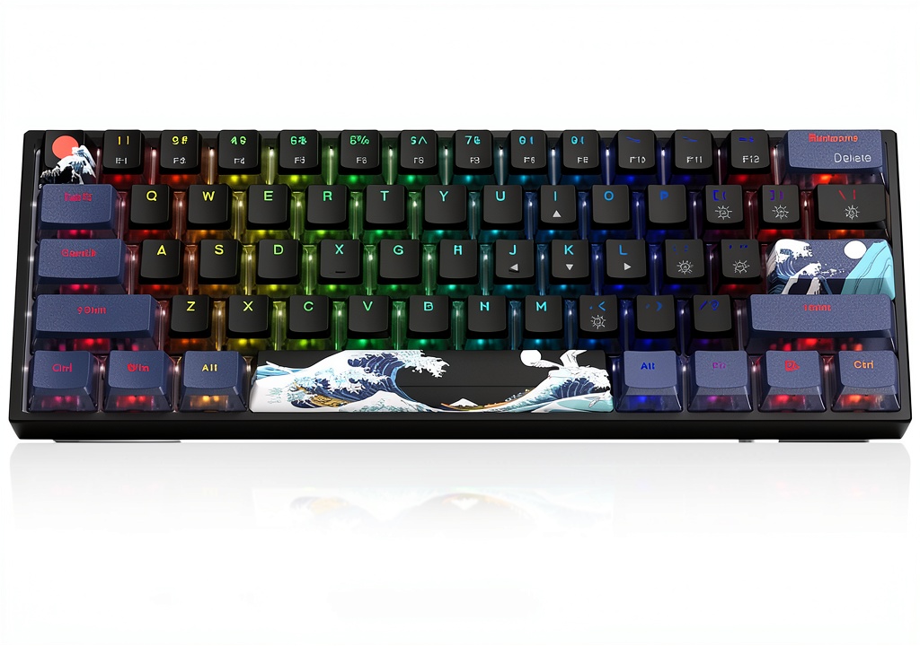Installing Womier 60% Keyboard WK61 V2 Mechanical RGB Gaming on a wooden desk