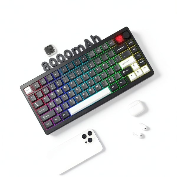 MT75 Wireless Mechanical Keyboard Womier 75% Layout Volume Knob Black-5