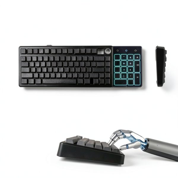 AULA - F75 Max, 81-Key, Wireless, Hot Swappable, Mechanical Gaming Keyboard, RGB, Knob, Digital Screen - Gradient Grey Topographic Side-Engraved Keycaps-5