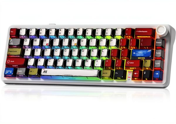 Womier - L65 60% Mechanical Keyboard Wireless with Knob, Gaming Keyboard - White-0