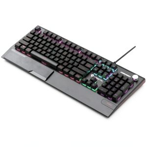 Topteng - K1000 Hot-Swappable Mechanical Keyboard - 104 Key Red Switch, RGB Backlit, PBT Keycaps, Knob Control for Gaming - Black-0