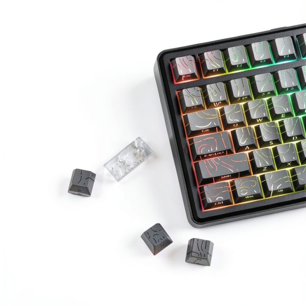 AULA - F75 Max, 81-Key, Wireless, Hot Swappable, Mechanical Gaming Keyboard, RGB, Knob, Digital Screen - Gradient Grey Topographic Side-Engraved Keycaps-7