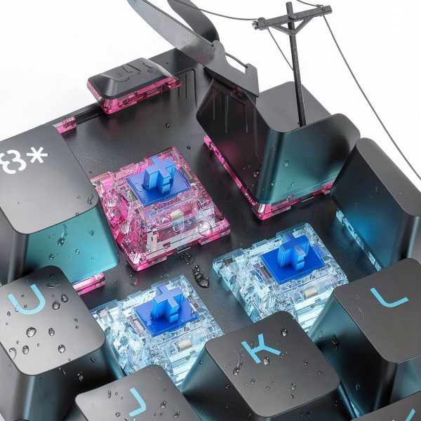 Topteng - K1000 Hot-Swappable Mechanical Keyboard - 104 Key Red Switch, RGB Backlit, PBT Keycaps, Knob Control for Gaming - Black-3