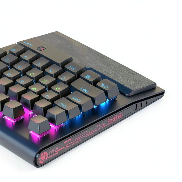 Topteng - K1000 Hot-Swappable Mechanical Keyboard - 104 Key Red Switch, RGB Backlit, PBT Keycaps, Knob Control for Gaming - Black-5