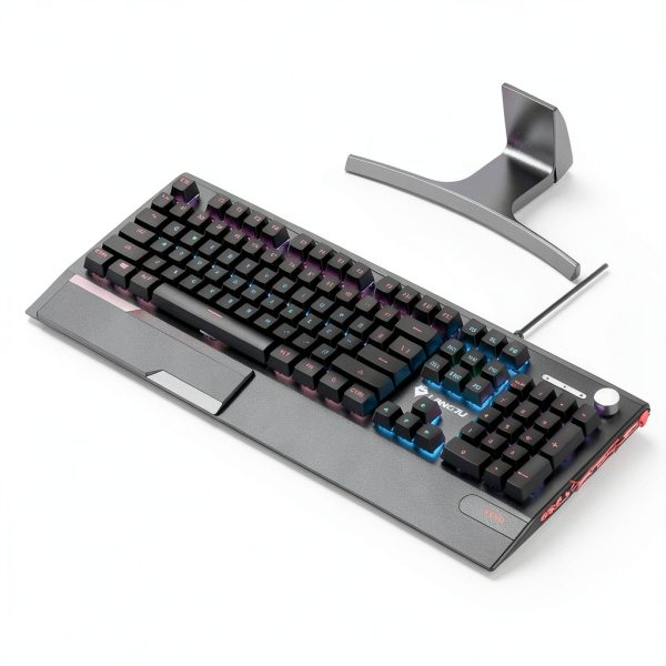 Topteng - K1000 Hot-Swappable Mechanical Keyboard - 104 Key Red Switch, RGB Backlit, PBT Keycaps, Knob Control for Gaming - Black-1