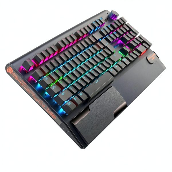 Topteng - K1000 Hot-Swappable Mechanical Keyboard - 104 Key Red Switch, RGB Backlit, PBT Keycaps, Knob Control for Gaming - Black-8
